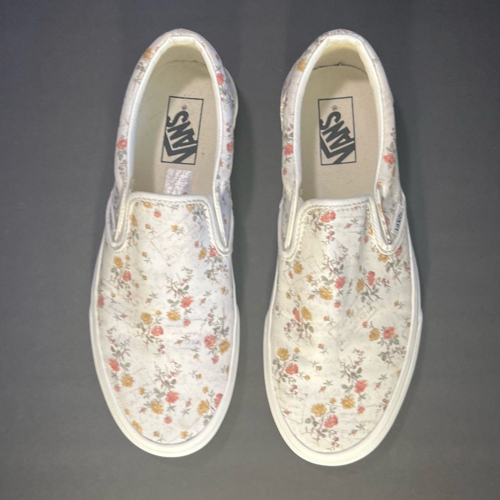 Floral Marshmallow Vans Vintage Slip-on